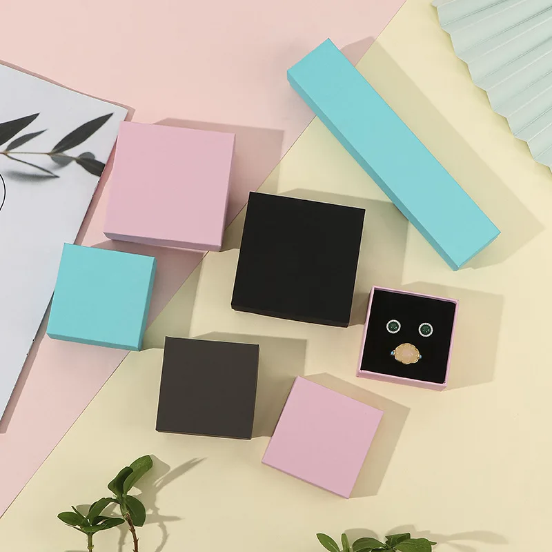 

25 Colours Ring Box Earring Package Case Cute Ribbon Paper Necklace Wedding Stud Jewelry Organizer Storage Gift Caja Expositor