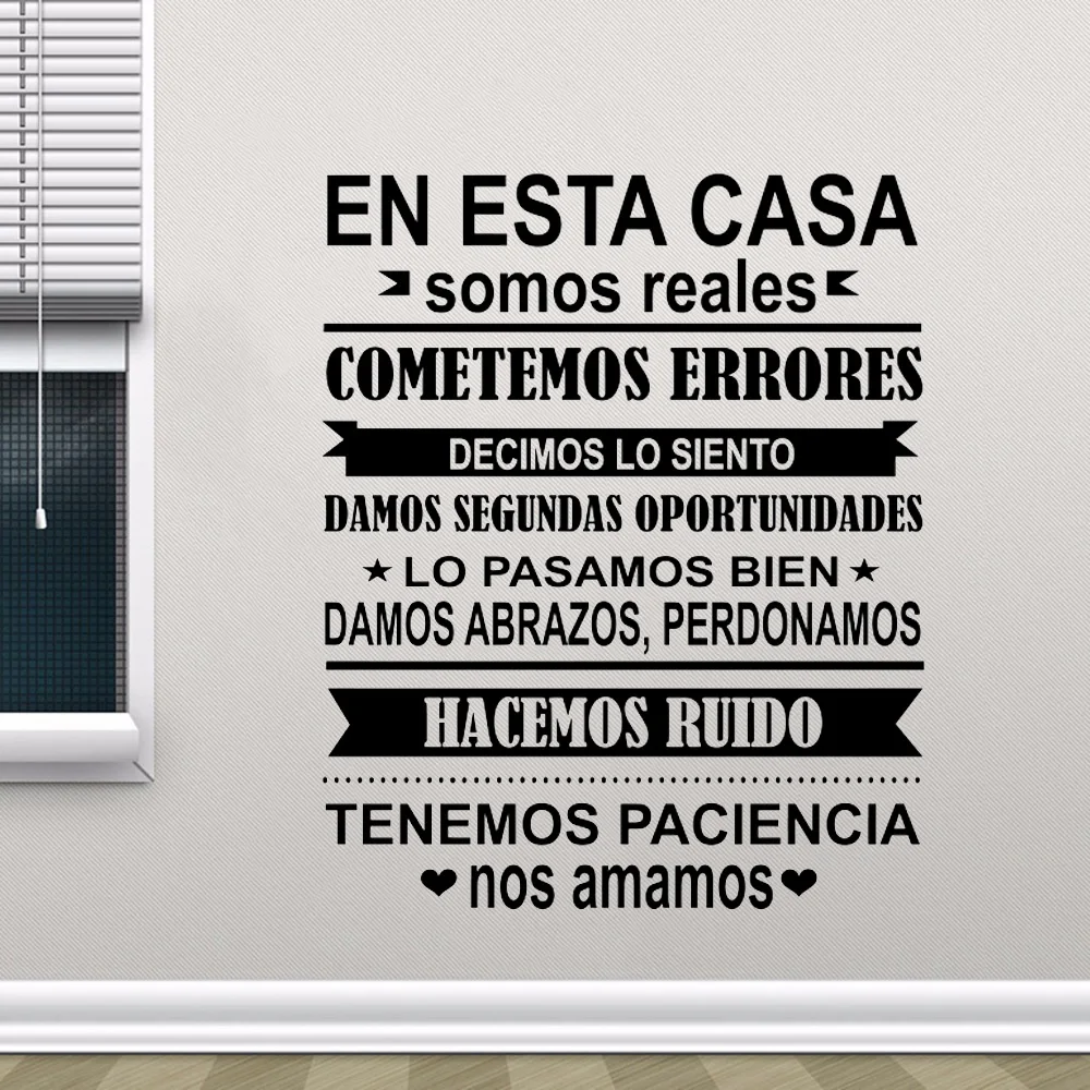 

Spanish EN ESTA CASA House Rules Wall Sticker Home Decor Family Quote House Decoration Vinyl Wall Decals Kids Room4022