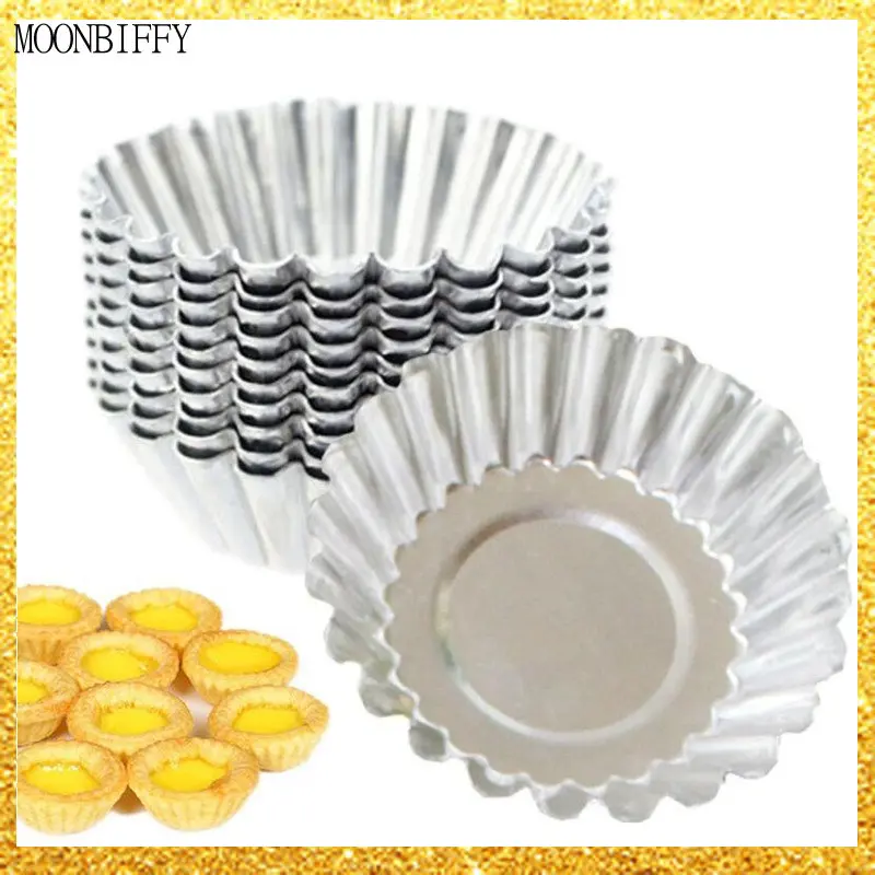 

10 шт. многоразовая Серебряная Форма для кексов из нержавеющей стали, искусственная форма для кексов, инструмент для украшения, пирог