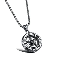 domagic roman wheel mens pendant titanium steel character necklace square pearl chain