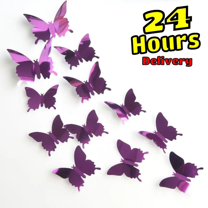 

12Pcs/set 3D DIY Butterfly Wall Stickers PVC Home Decor Poster For Kitchen Room Adhesive To Wall Decals Decoration