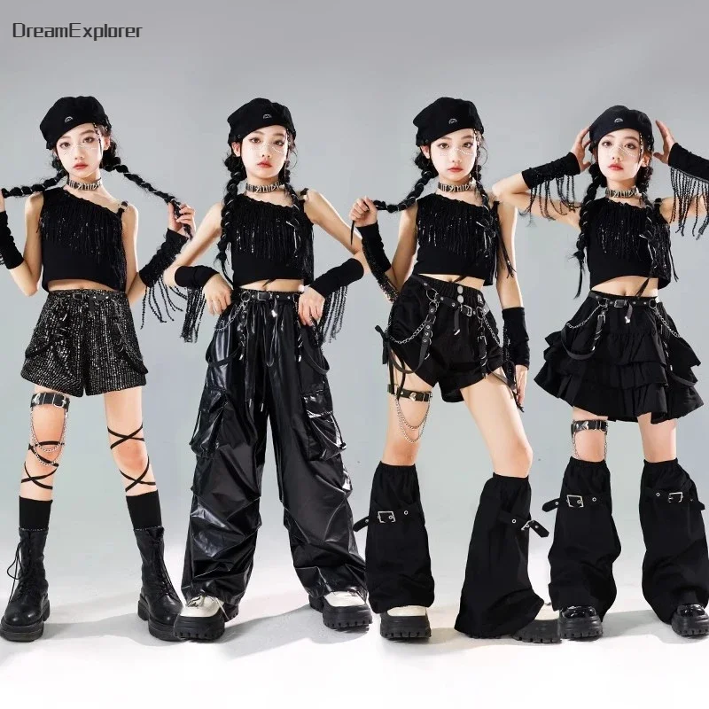 Детский укороченный топ с блестками и кисточками в стиле хип-хоп