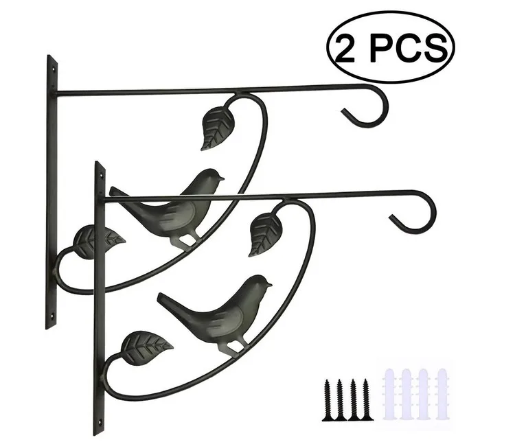 

2 Pack Hanging Planter Bracket Bird Iron Decorative Wall Planter Hooks Outdoor Bracket Hanger for Flower Basket hanging hanging