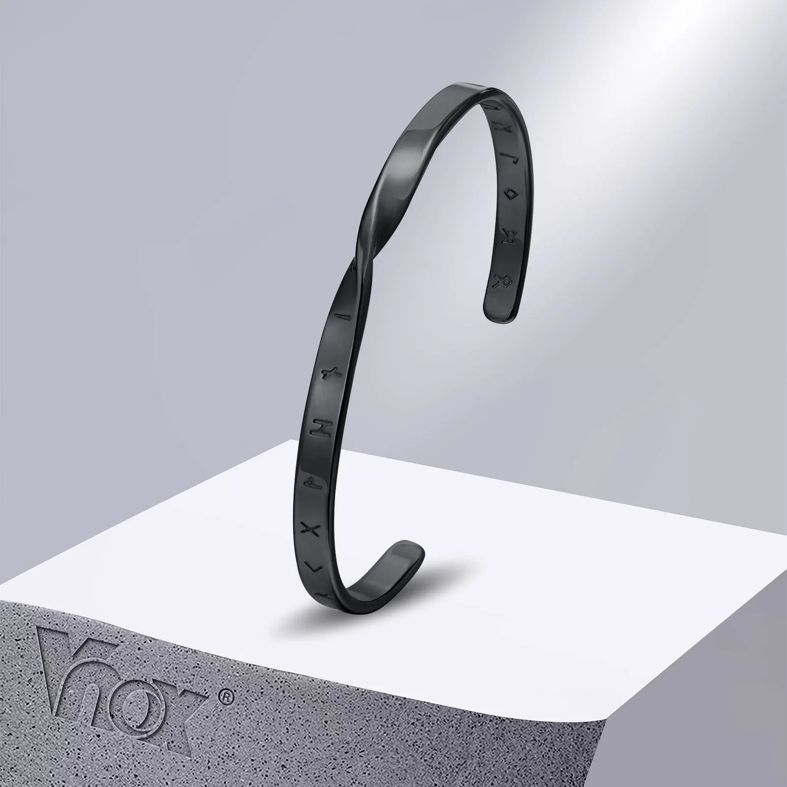 

Vnox Men's Solid Metal Viking Twist Bracelets,Simple Mobius Bracelet for Male Boys,Stainless Steel Open Cuff Bangles Gift
