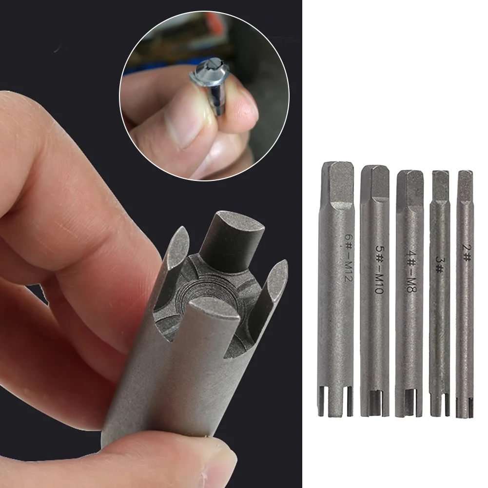 

5Pcs Damaged Screw Tap Extractor Guide Set Broken Screw Tap Remover Tool Alloy Steel Wrench Set Drill Bit