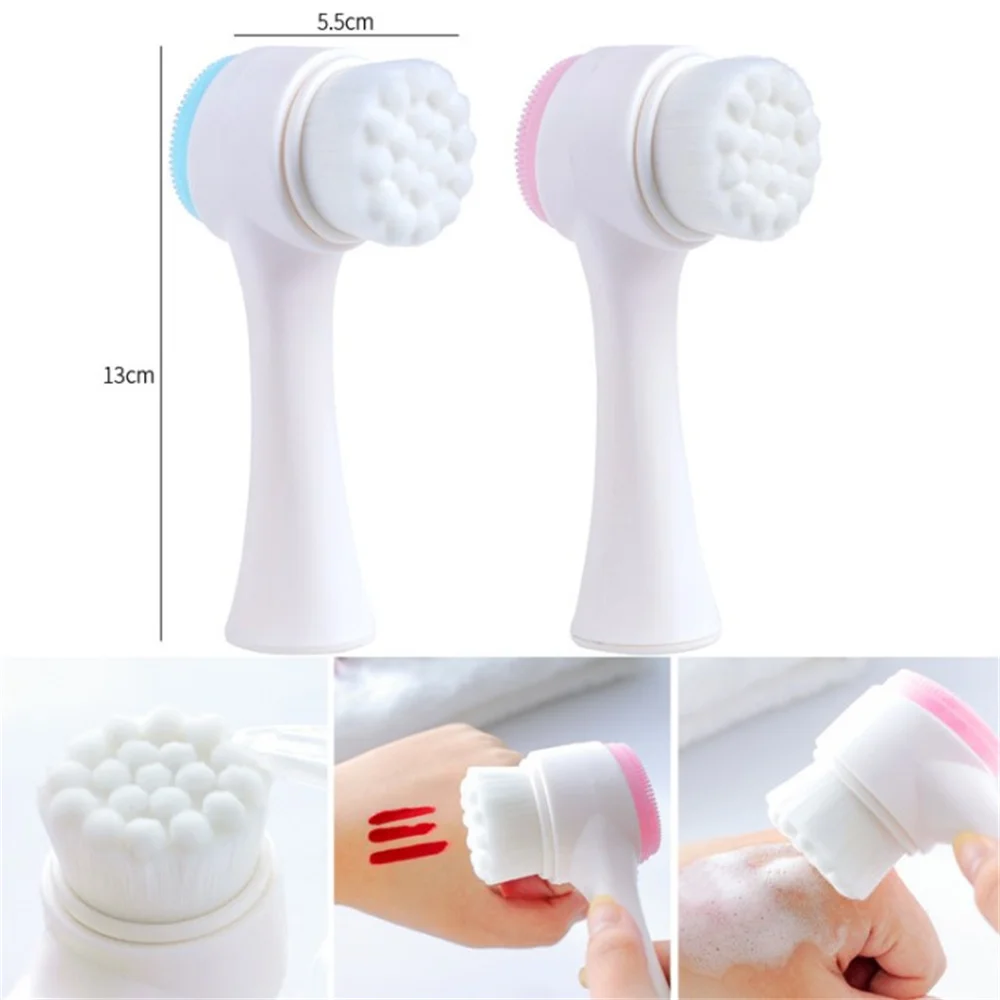 

Double-sided silica gel cleansing brush soft fiber cleansing brush portable facial massage skin care tool