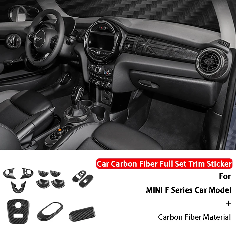 

Real Carbon Fiber Stickers Steering Wheel Central Control Headlights Trim Stickers For MINI F54 F55 F56 F60 Car Styling