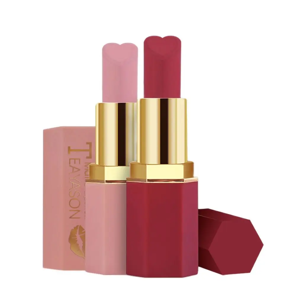 

Sexy Red Charm Women Waterproof Lipstick Lasting Non-stick Cup Multi-colors Heart-shaped Matte Lip Gloss Makeup Cosmetic
