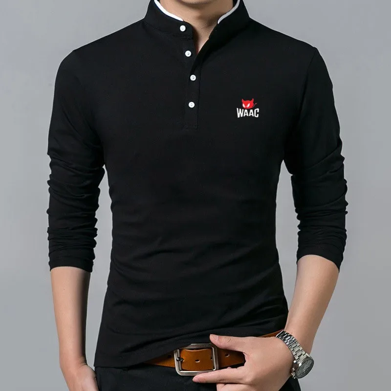 New Men's Golf Long Sleeve T-shirt Classic Solid Youth Fashion Business Casual Men's POLO Shirt