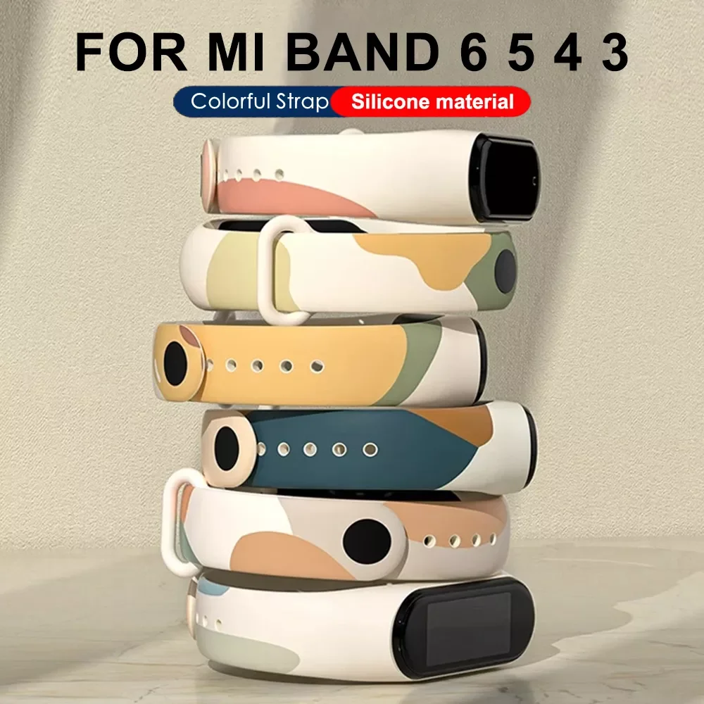 

for Xiaomi Mi Band 5 6 Strap Silicone Colorful Wristband Replacement Belt on Miband 6 Miband5 Straps Smart Accessories