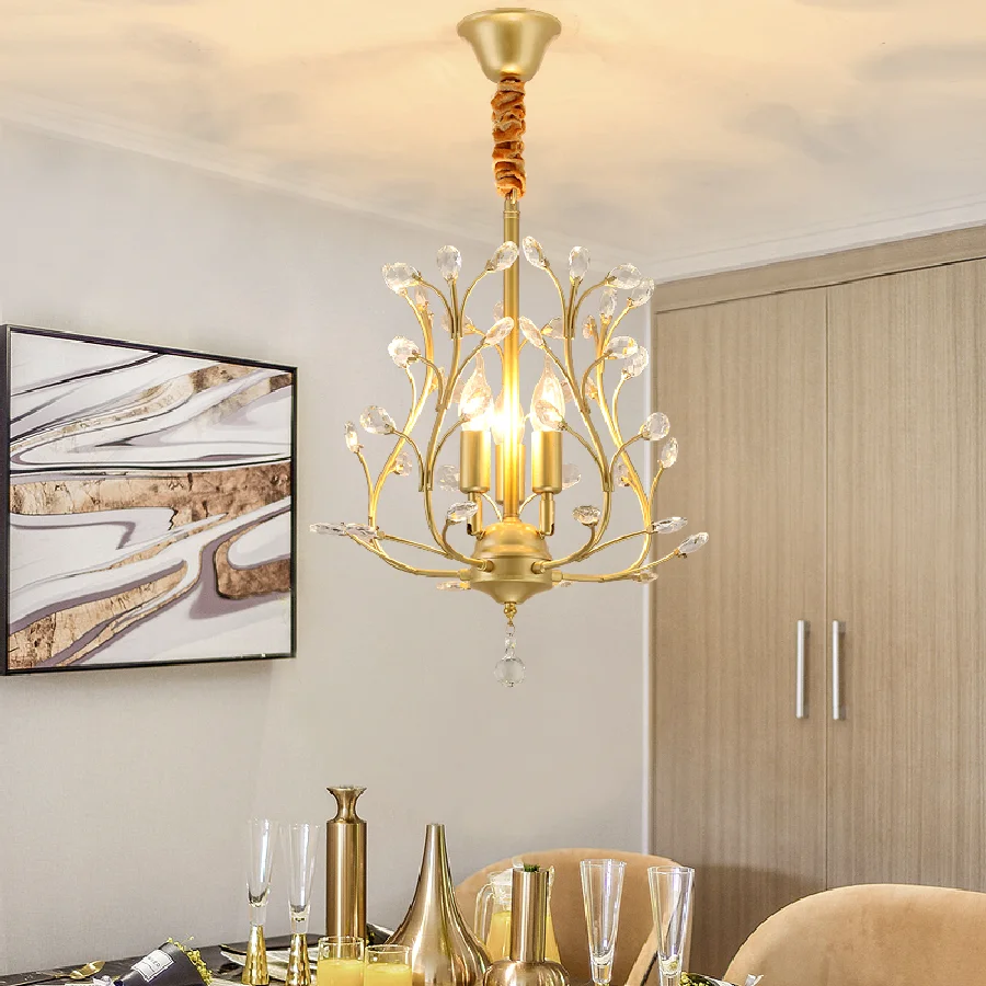 

Modern Crystal Chandelier Indoor Lighting For Bedroom Ceiling Chandeliers Gold Black lustres de cristal Avize Light Fixtures