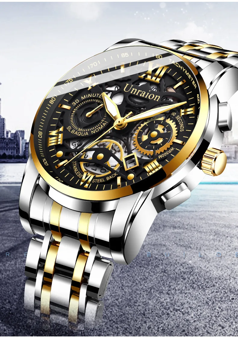 Часы наручные мужские с календарем Роскошные водонепроницаемые светящиеся