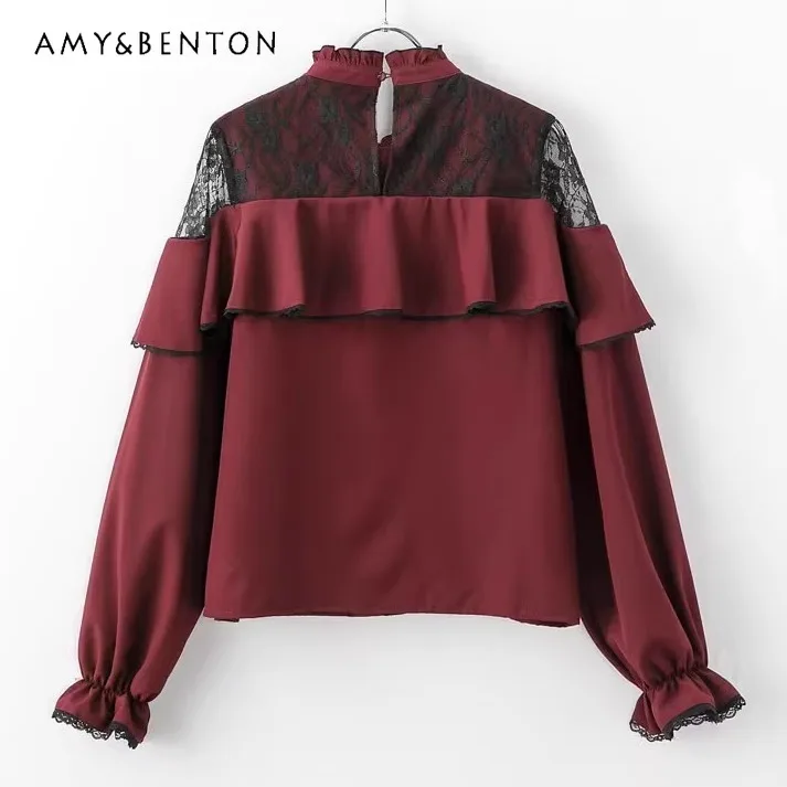 Японский стиль милая серия Mine массовое производство кружевная женская рубашка с