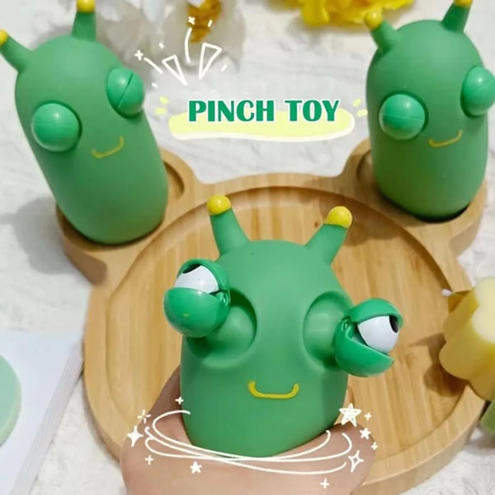 

New Squishy Toy Green Eye Popping Worm Squeeze Toy Stress Reliever Antistress Fidget Halloween Christmas Kids Party Favors Gifts