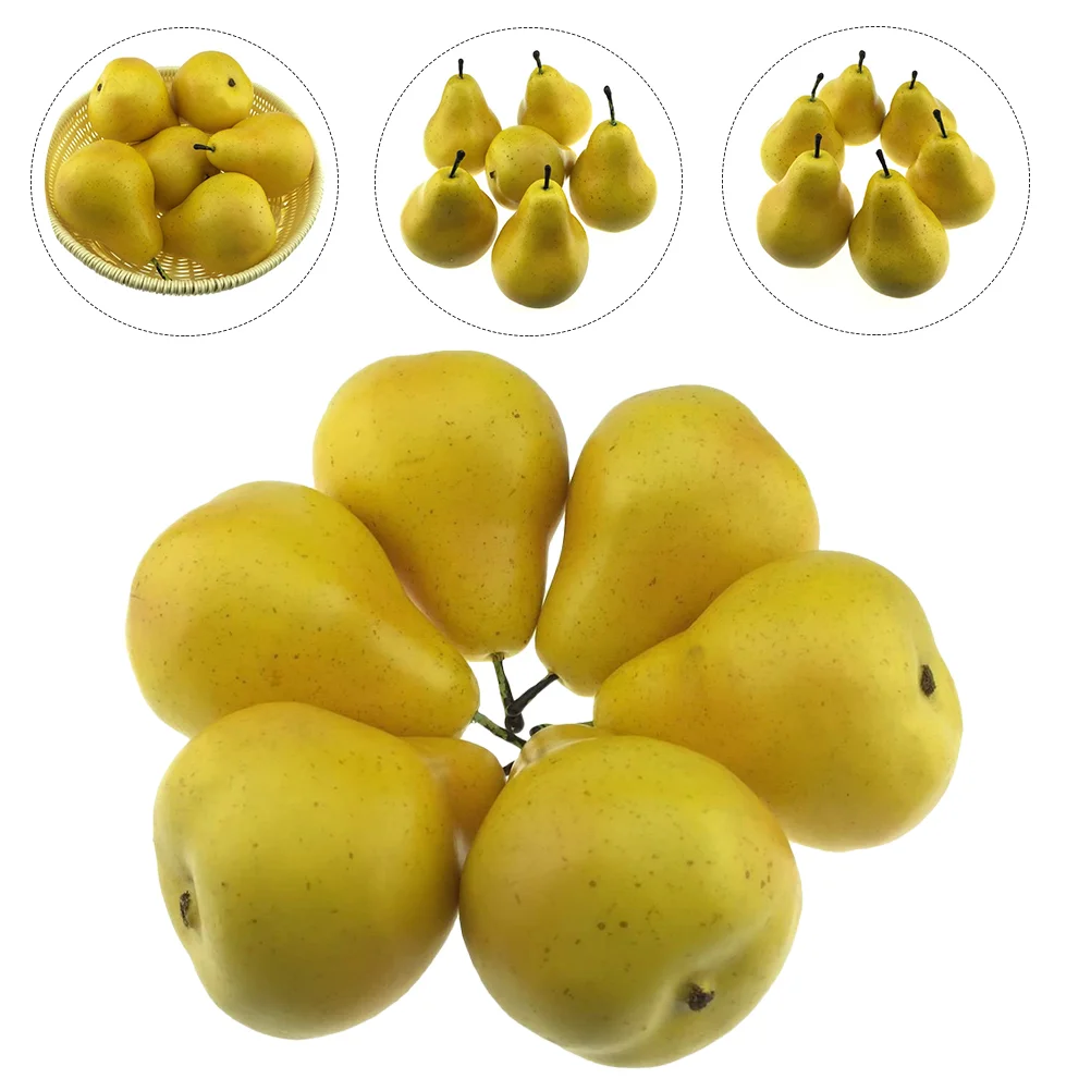 

6 Pcs Exhibits Simulation Pear Decor Plastic Plants Fruit Adornment Ornaments Decorations Fake Role Play Toys
