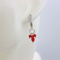 zfsilver fashion trendy 925 silver sea coral drop dangle earrings ear hoop for women female jewelry korean statement gifts party