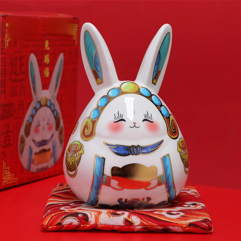 Новогодняя керамическая копилка в виде кролика украшение для дома и гостиной