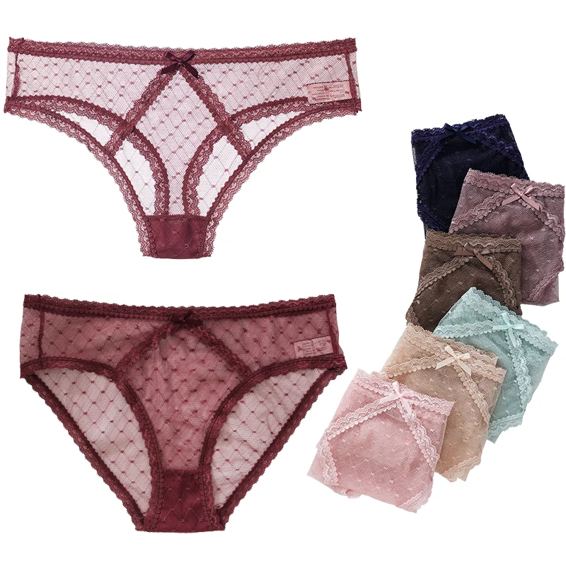 Женское кружевное нижнее белье 100% хлопок женское с бантом трусики
