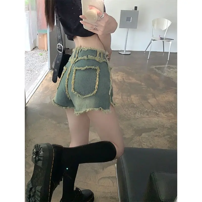 Shorts Women Distressed Daliy Students Summer Patchwork High Street Fashion Simple All-match Comfortable Korean Style Chic Loose