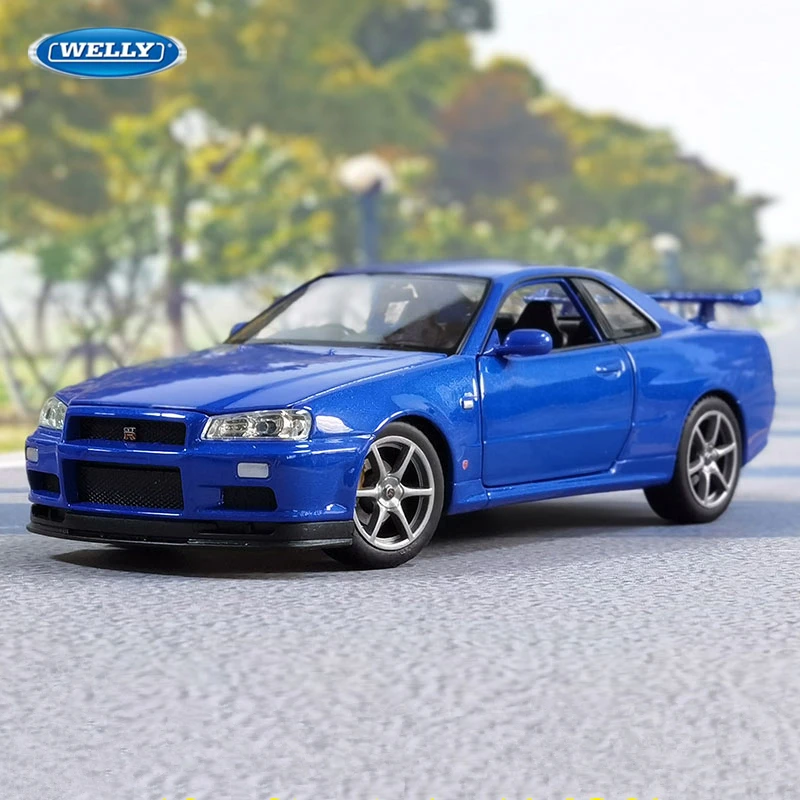 Welly 1:24 Nissan Skyline GTR R34 Alloy Sports Car Model Simulation Diecast Metal Toy Racing Car Model Collection Childrens Gift
