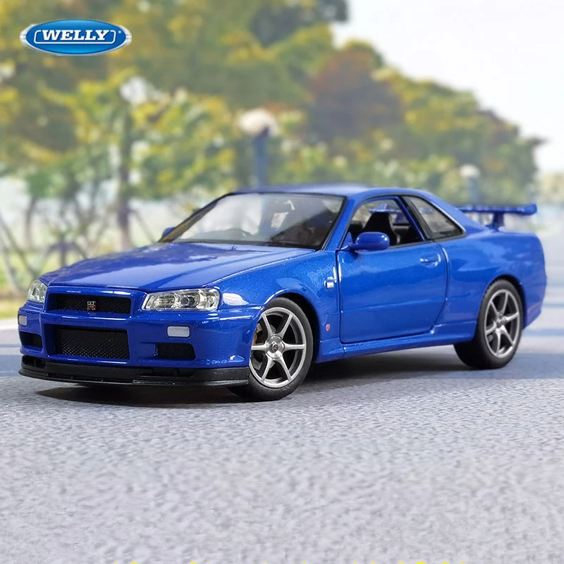 Модель спортивного автомобиля Welly 1:24 Nissan Skyline GTR R34 из сплава модель литая
