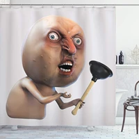 humor shower curtain why you no with plunger guy meme with long face angry grumpy washroom design print fabric bathroom decor