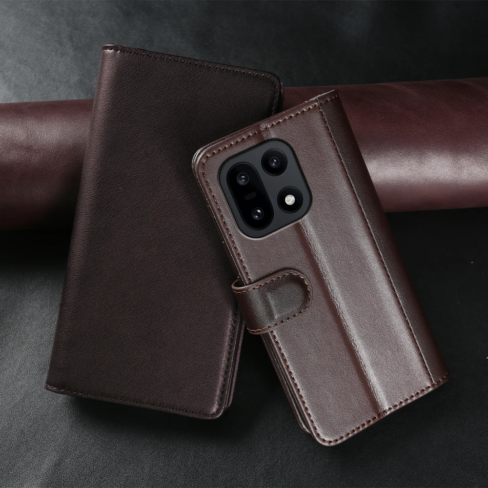 Фото Чехол-книжка из натуральной телячьей кожи для OnePlus 15 15R 13 12 11 9 10 Pro 8T Ace 6 6T Nord 4 N10 N100 2T. №1