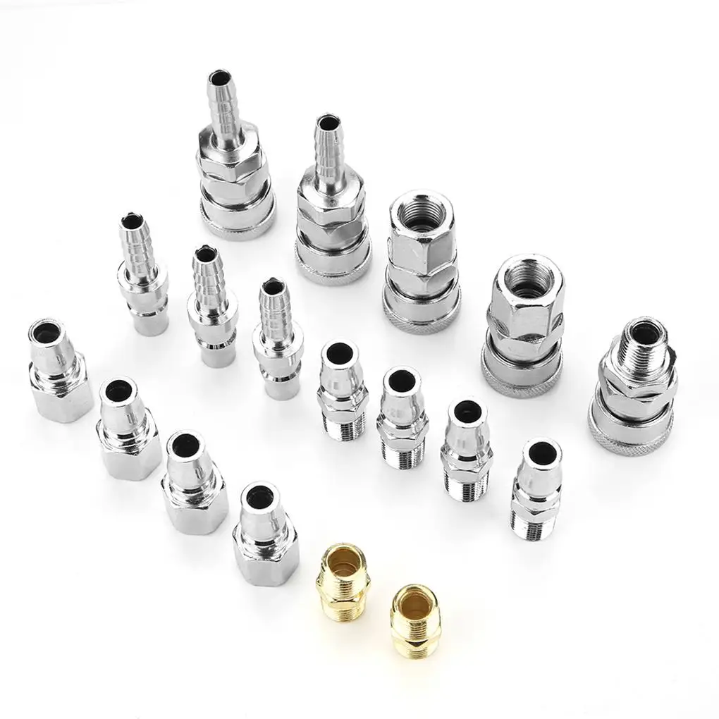 

18pcs Line Hose Air Compressor Connector Quick Release Assembly Set 1/4" Pneumatic Iron Parts