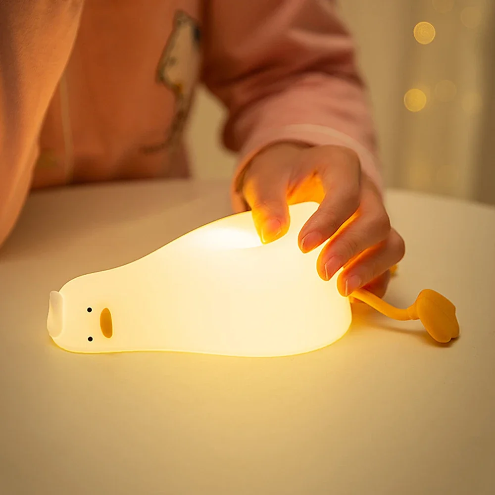 

Led Children Night Light Rechargeable Silicone Squishy Duck Lamp Child Holiday Gift Sleeping Creative Bedroom Desktop Decor Lamp