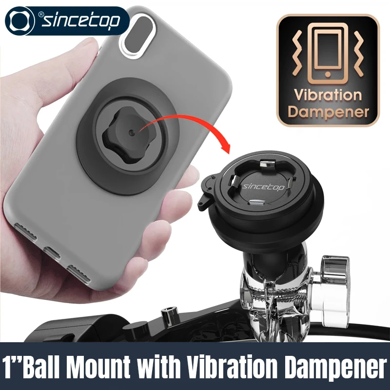 

2022 New 1 Inch Ball Motorcycle Phone Holder with Vibration Dampener Universal Handlebar Socket Arm for Motor Quick Mount Clamp
