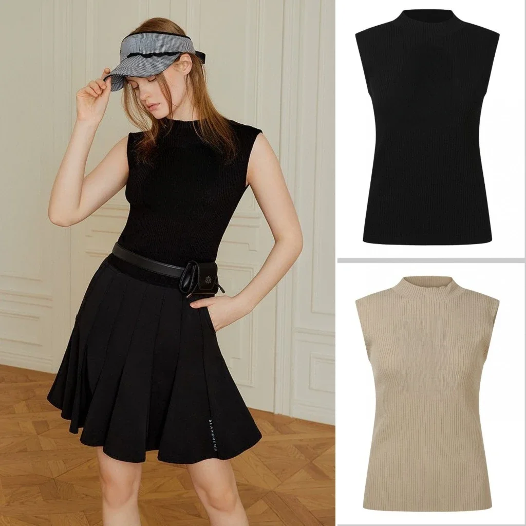 

Women's Golf Clothes Sleeveless Knitted New Top Slim Fit Elastic Top T-shirt Sports Casual Vest