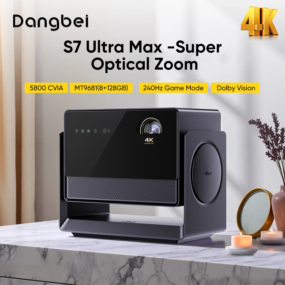 Фото Лазерный проектор Dangbei S7 Ultra Max 4K, 5800 CVIA, 240 Гц, игровой режим с двойной диафрагмой IRIS, контрастность UHD для коммерческого и домашнего кинотеатра №1