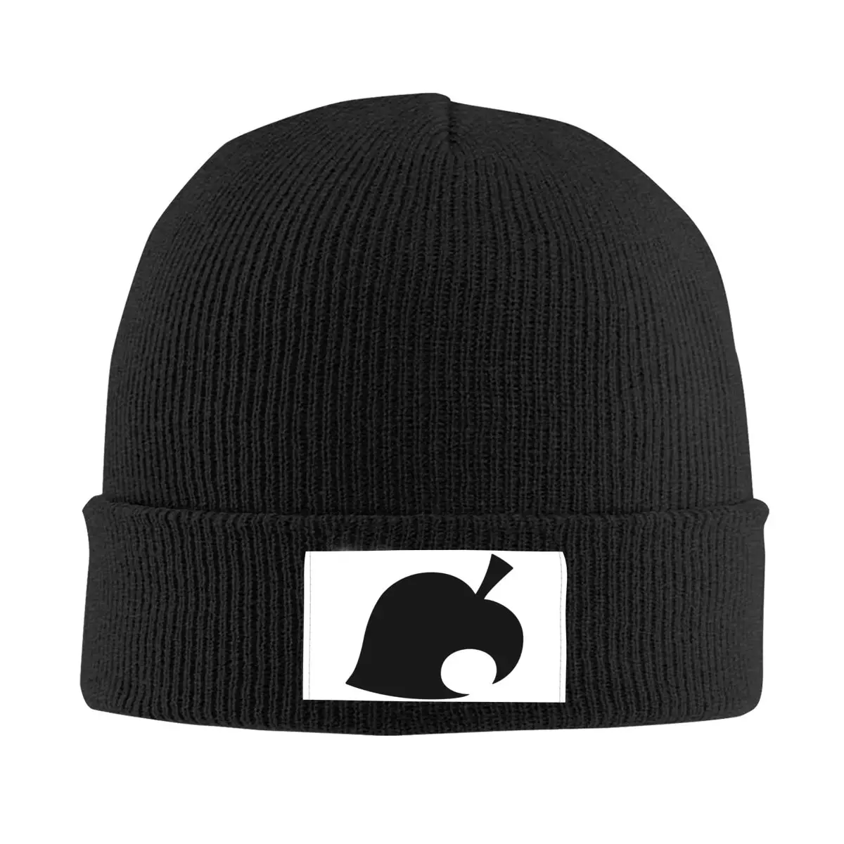 

Шапка-бини унисекс, вязаная теплая зимняя шапка с черными перекрещивающимися животными, листьями, для мужчин и женщин, в стиле хип-хоп, для взрослых