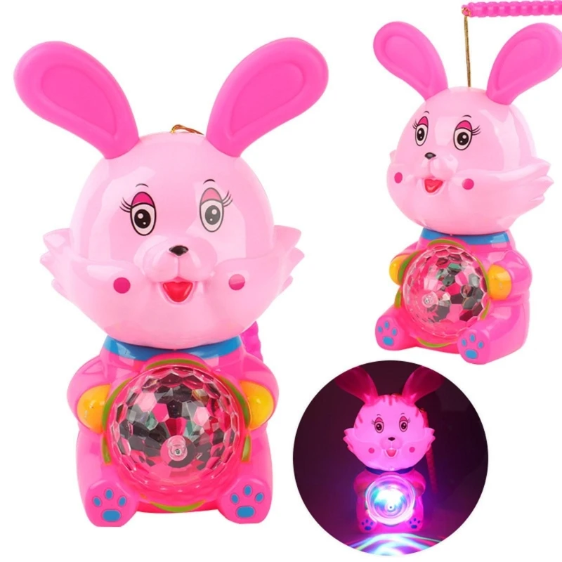 

Rabbit Shape Mid-Autumn Festival Lantern Decoration with Light and Sound Kids Gift for Spring Festivals, Celebrations