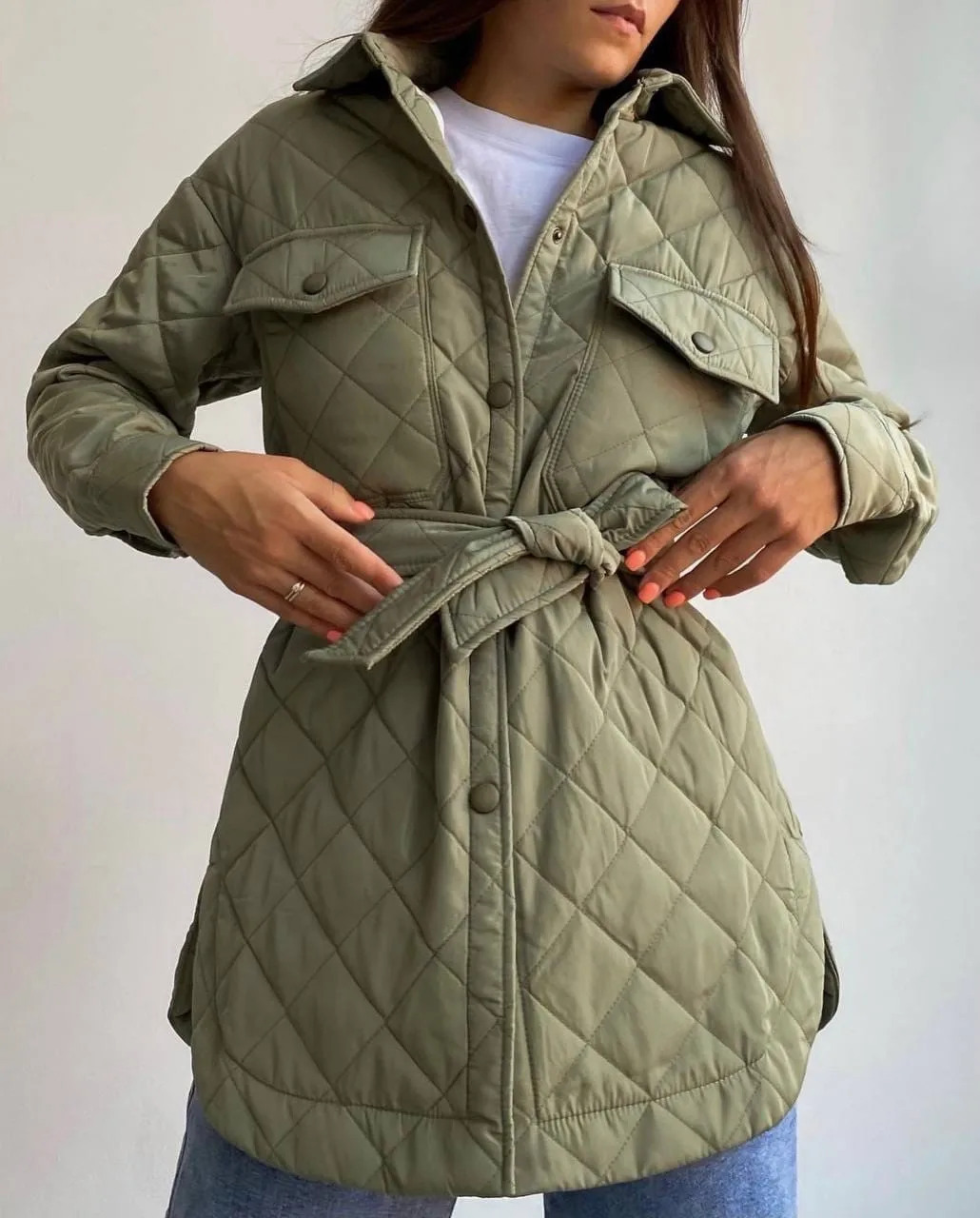 Jacket Woman Winter 2023 Lapel Belt Oversize Demi-season Parka New In Outerwear Spring Fluffy Shirts and Blouses Quilted Padded
