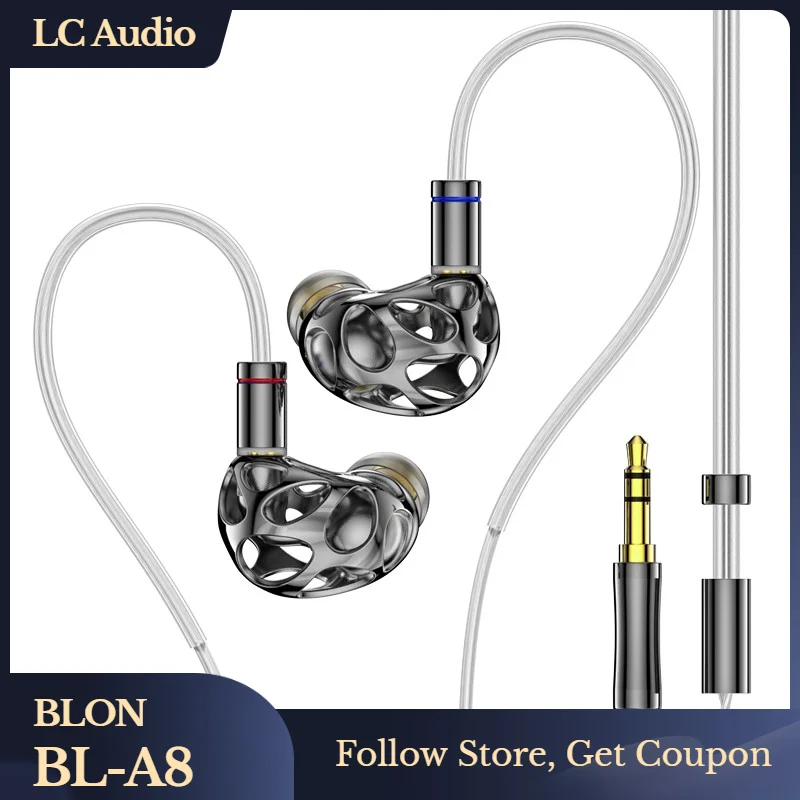 

BLON BL-A8 Prometheus 10mm Lightweight Diaphragm Headphone HiFi In Ear Earphones 3D Printing Headset 2Pin 0.78 BLON BL-01 BL-03