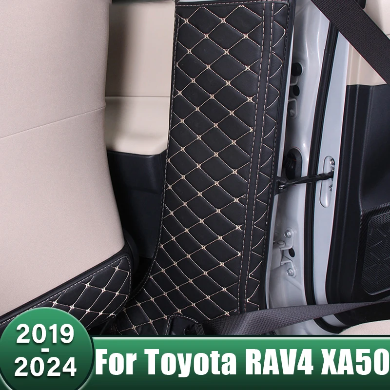 

Car B Pillar Anti-kick Mat Seat Belt Pad Cover Scratch Resistant Accessories For Toyota RAV4 XA50 2019-2023 2024 RAV 4 Hybrid