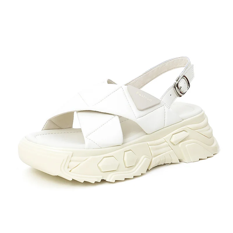 CICIYANG Chunky Platform Sandals Women Luxury Summer 2023 New Genuine Leather Girls College Style Sport Sandals Open-toed Shoes