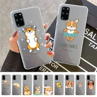 cute corgi cartoon dog phone case for samsung a51 a52 a71 a12 for redmi 7 9 9a for huawei honor8x 10i clear case