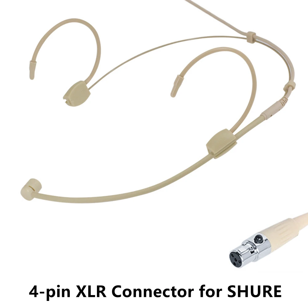 

Unidirectional XLR 4-PIN Headworn Headset Microphone For Shure Wireless Beige Portable Audio Video Omnidirectional Condenser
