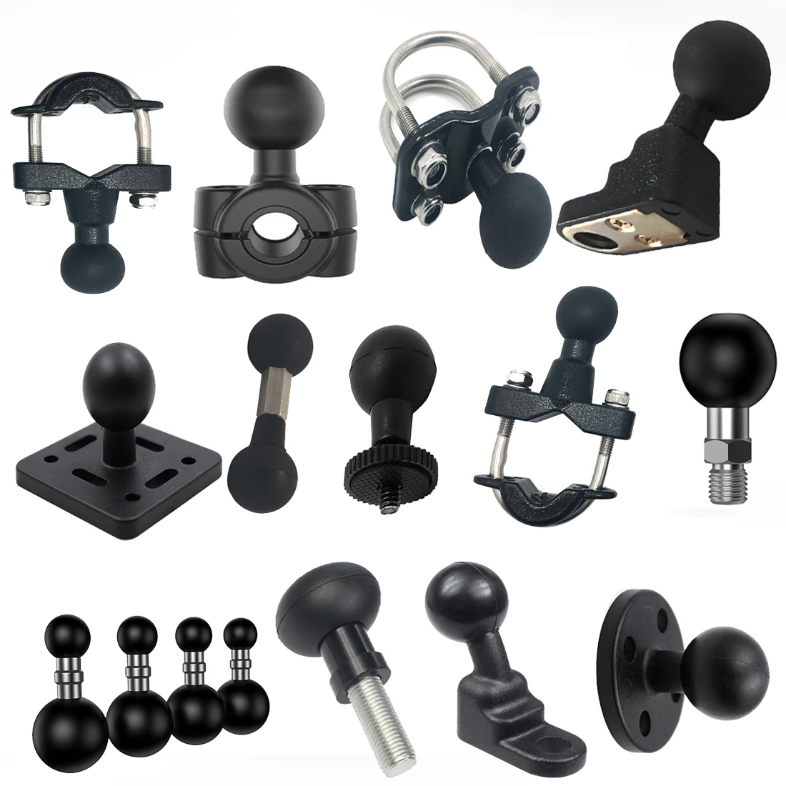 

25mm 1inch Ball Head Holder Mount M6 M8 M10 1/4" Thread Screw Adapter U Bolt Mount for RAM Mount Motorcycle Handlebar Mount Base