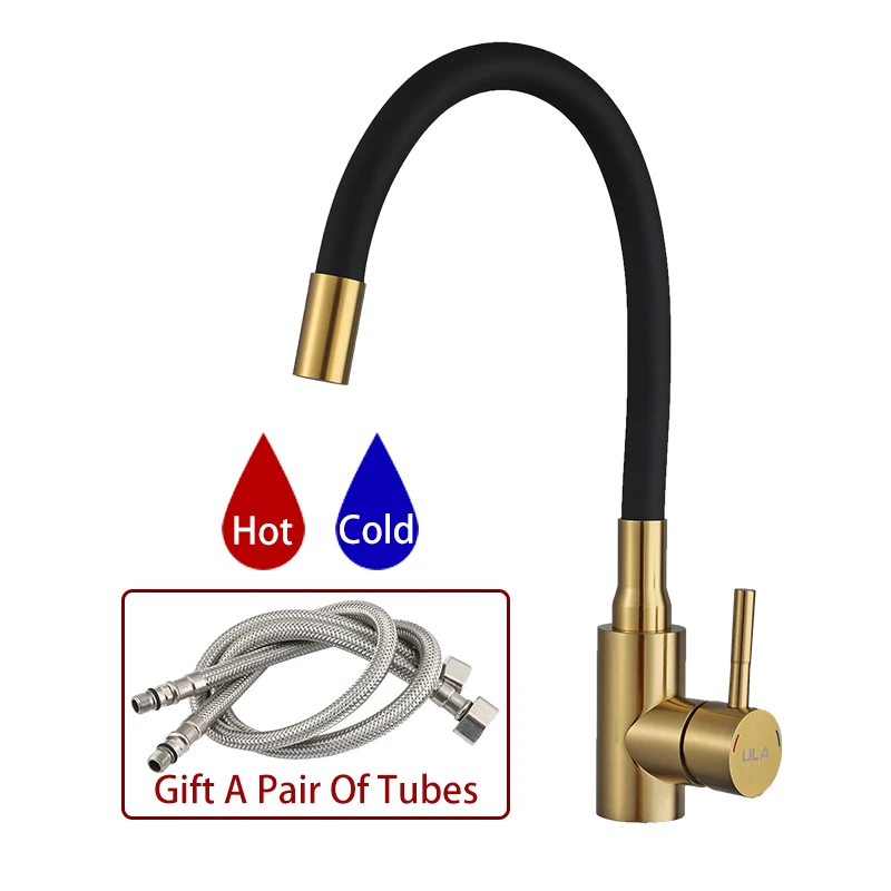 

ULA Золотой Кухонный Смеситель С Гибким Изливом Из Нержавеющей Стали, Вращающийся На 360 Градусов, С Одной Ручкой