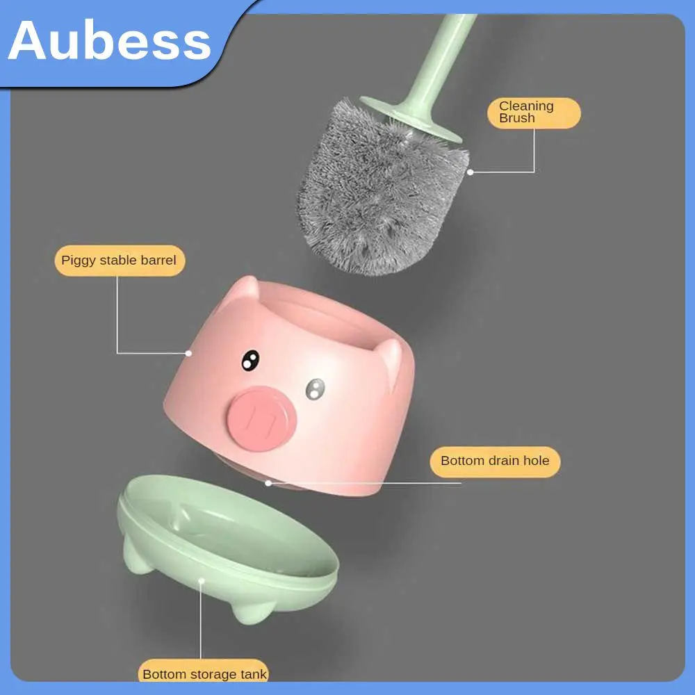 

1pcs Toilet Brush High Density No Dead Angle Pig Toilet Brush Combination Silicone Household Strong Decontamination Pp