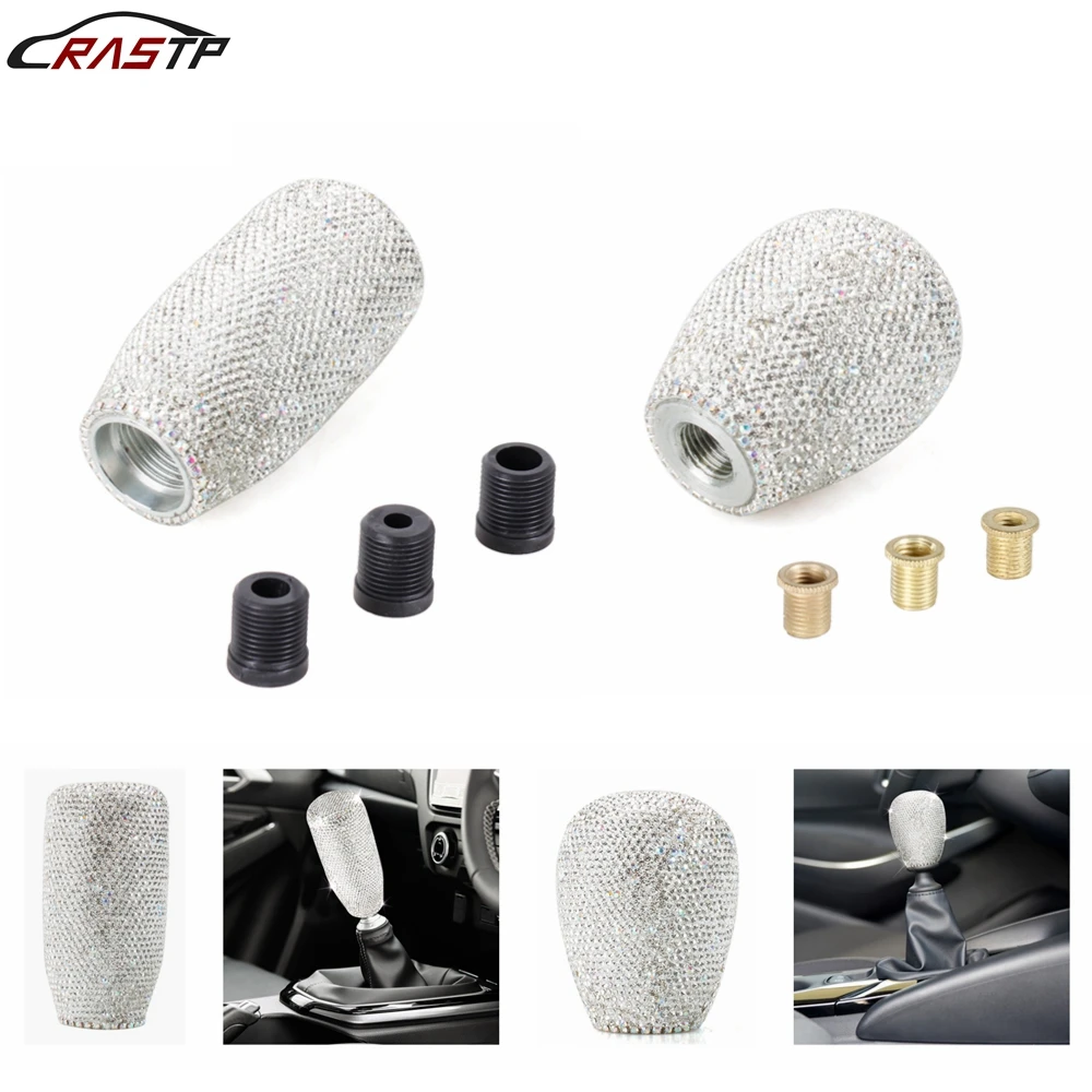 

New Full Diamond Aluminum Car Auto Gear Shift Knob Manual Transmission Automatic Bling Rhinestones Gear Level Knob SFN110 SFN111