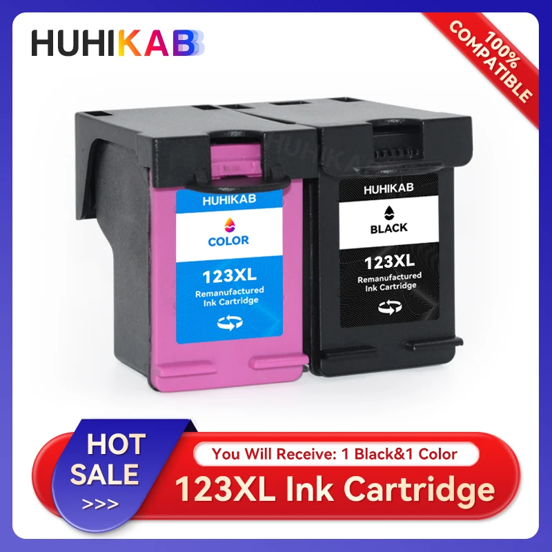 

HUHIKAB Refilled Ink Cartridge For HP123 123XL For HP Deskjet 1110 1111 1112 2133 2134 3630 3632 3637 3638 Printer