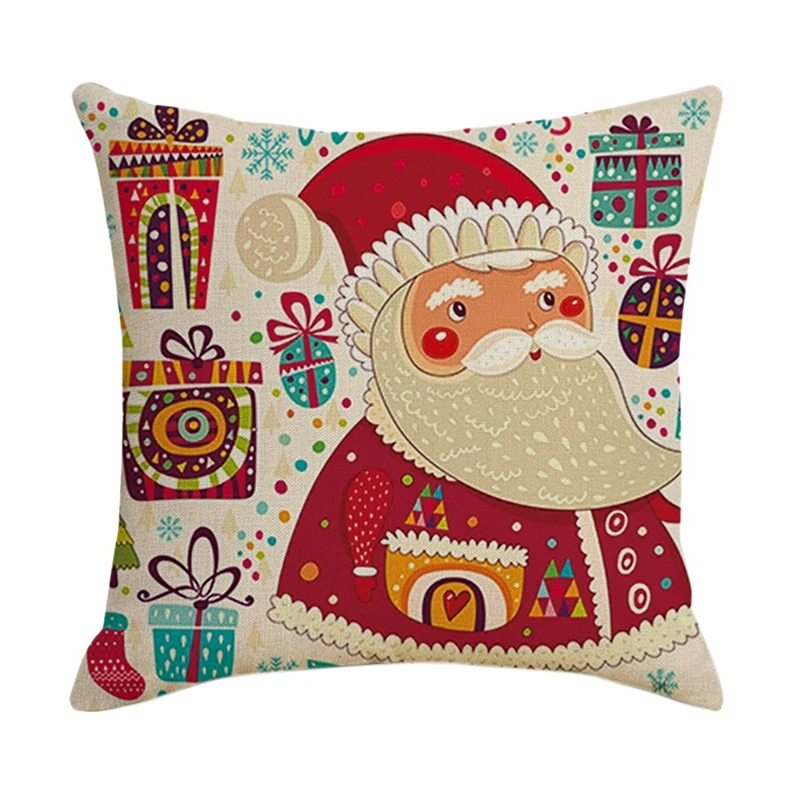 

Christmas Pillowcase Santa Square Home Decor Linen Pillow Cushion Covers For Pillowcase Sofa Seat Car Gift 45X45cm