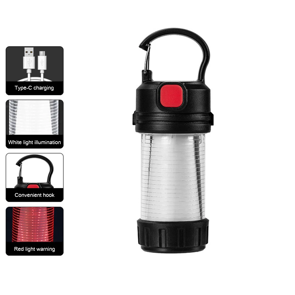 

5 Modes Portable Mini Camping Lantern Outdoor Rechargeable Torch Emergency Camping Lights Flashlight with Hook Hanging Work Lamp