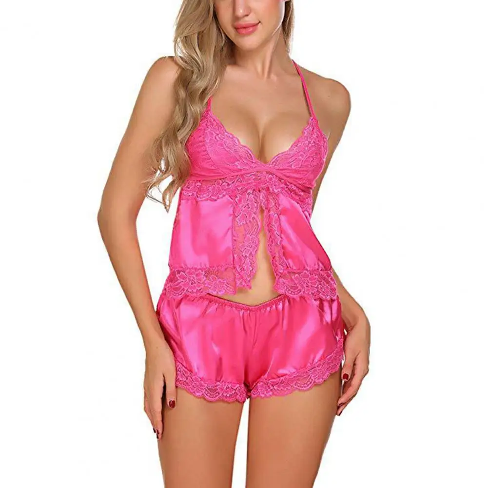 

1 Set Spaghetti Strips Female Home Wear Suspender See Through Nightdress Sleepwear Pajama Set Pajama Set for Wedding Night