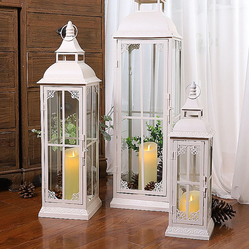 Glass Candle Holder Birthday Scented Large Outdoor Windproof Candle Jar Retro Portavelas Home Decoration