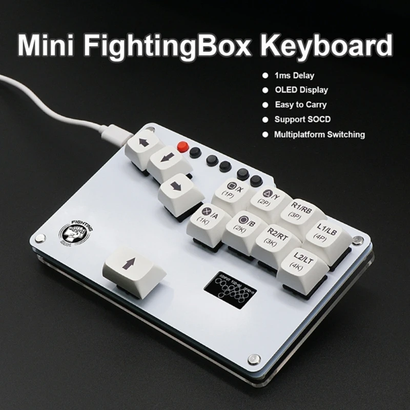 

FightingBox HitBox Gamepad Keyboard with Open Source Firmwaresand OLEDDisplay Screen for Arcade Joystick Street Fighters F19E